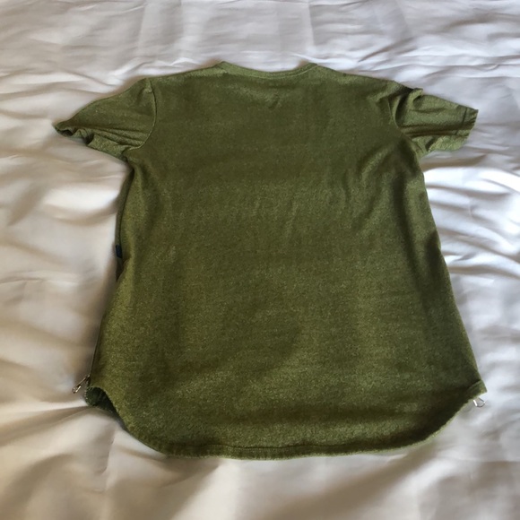 Men’s size small Green Premium Hipster Longline T Shirt With Side Zippers - Picture 4 of 4